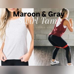 ZYIA (2) Swirl Tanks - Maroon & Gray